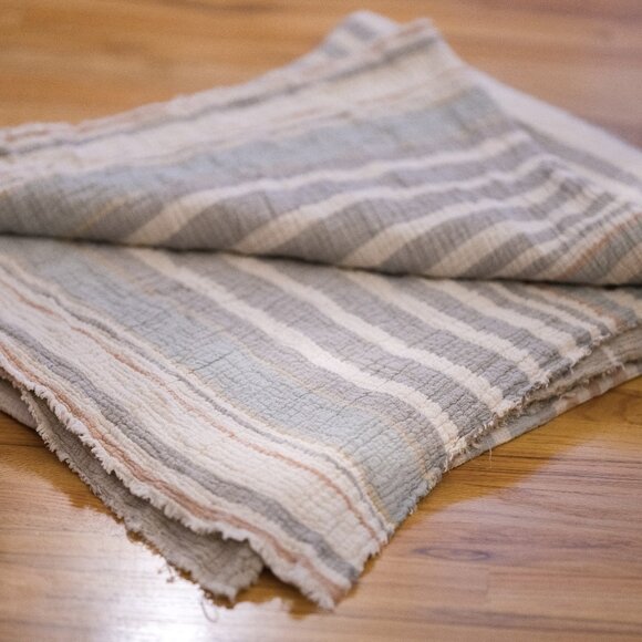 Coyuchi Topanga Organic Matelasse Blanket King Sunset Stripe Excellent - Picture 6 of 7